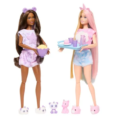Barbie, Cutie Reveal, Piżama Party, zestaw prezentowy, 2 lalki z akcesoriami
