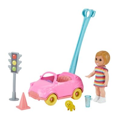 Barbie, mini auto, zestaw z mini lalką z akcesoriami
