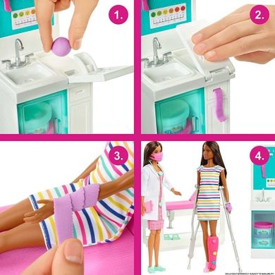 Barbie, U lekarza - Zakładamy gips, zestaw z lalką i akcesoriami