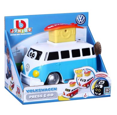 Bburago, VW Samba, pojazd z buźkami, niebieski