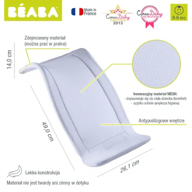 Beaba, Mineral, leżaczek do kąpieli dla niemowląt
