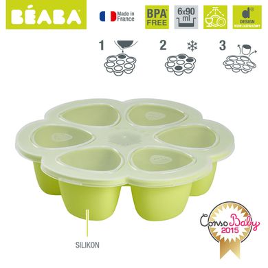 Beaba, silikonowy pojemnik do mrożenia, neon, 90 ml, 6 szt.