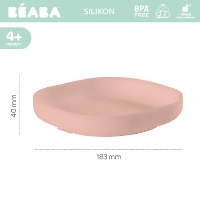 Beaba, silikonowy talerzyk z przyssawką, różowy