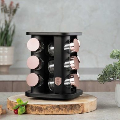 Berlinger Haus, stojak obrotowy na przyprawy 12 pojemników, black rose