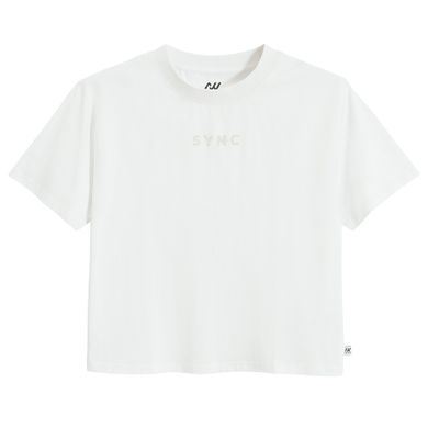 Biały t-shirt cropp z bawełny czesanej NOWEAR