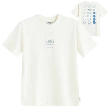 Biały t-shirt o kroju relaxed S.W.Smiley NOWEAR