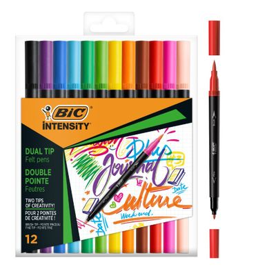 Bic, Intensity Dual Tip, flamastry dwustronne, 12 szt.