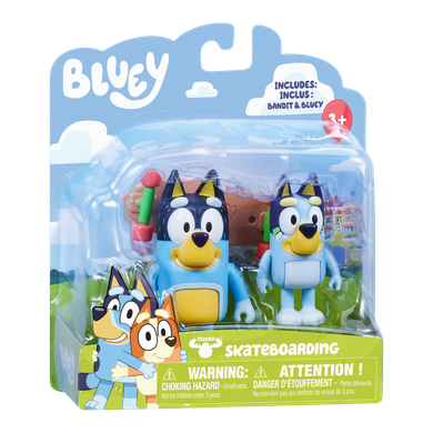 Bluey, Jazda Na Deskorolce, figurki, zestaw z akcesoriami, 2 szt.