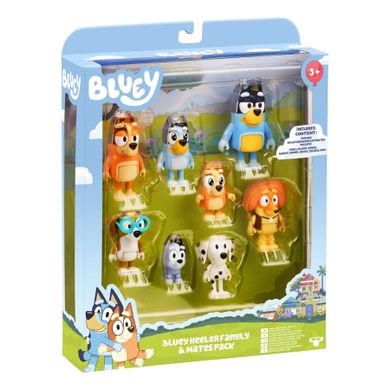 Bluey, rodzinka, figurki, 8 szt.