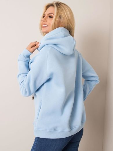 Bluza damska z kapturem, niebieska, Basic Feel Good