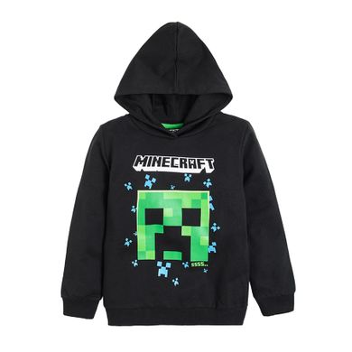 Bluza z kapturem chłopięca, czarna, Minecraft