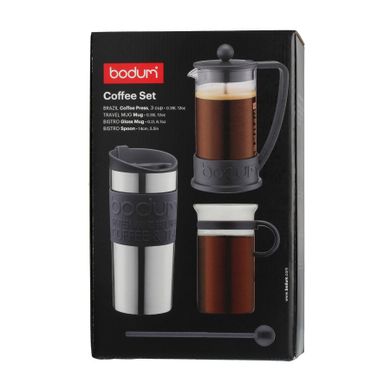 Bodum, Coffee Set, zaparzacz do kawy + kubek termiczny + szklanka + łyżka, zestaw