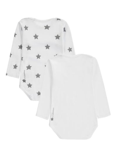 Body niemowlęce z długim rękawem, bawełna organiczna, białe, zestaw, 2 szt., Bellybutton