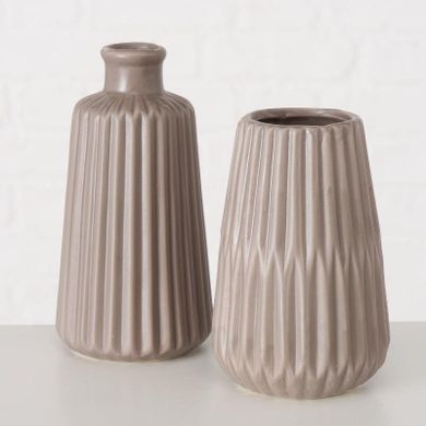 Boltze Home, ceramiczny wazon z tłoczonym wzorem, Esko, 18 cm