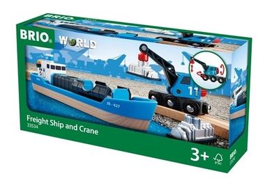 Brio World, Statek kontenerowy z dźwigiem, zabawka drewniana