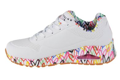Buty sportowe damskie, białe, Skechers Uno-Loving Love