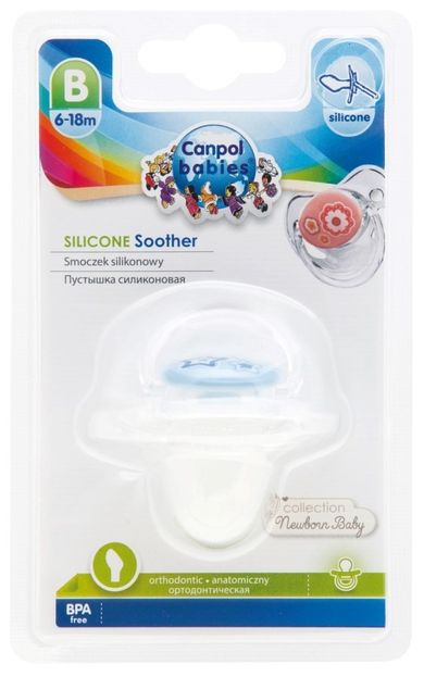 Canpol babies, Newborn baby, smoczek uspokajający, silikonowy, anatomiczny, 6-18m, niebieski