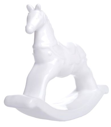 Ceramiczny konik na biegunach, dekoracja, złota