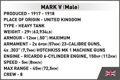 Cobi, Historical Collection Great War, Mark V Male, klocki, 837 elementów