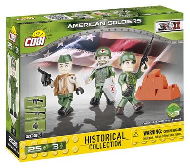 Cobi, Small Army, WW2 American Soldiers, 25 elementów, figurki, 3 szt.