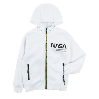 Cool Club, Bluza chłopięca z kapturem, rozpinana, biała, NASA