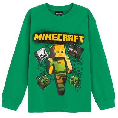 Cool Club, Bluzka chłopięca z długim rękawem, zielona, Minecraft