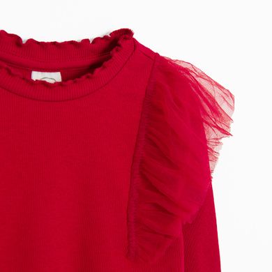 Cool Club, Bluzka dziewczęca z długim rękawem, prążkowana, czerwona