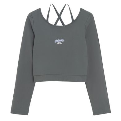 Cool Club, Komplet dziewczęcy, Bluzka z długim rękawem, crop top, Spódnica tenisowa z szortami, szary