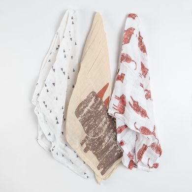 Cool Club, Pieluchy tetrowe dziecięce, ecru, zwierzęta, 70-70 cm, zestaw, 3 szt.