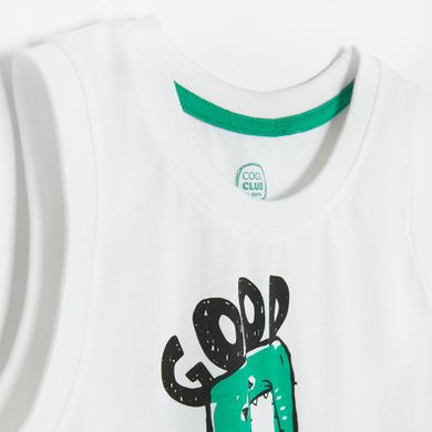 Cool Club, T-shirt chłopięcy bez rękawów, biały