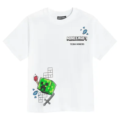 Cool Club, T-shirt chłopięcy, biały, Minecraft