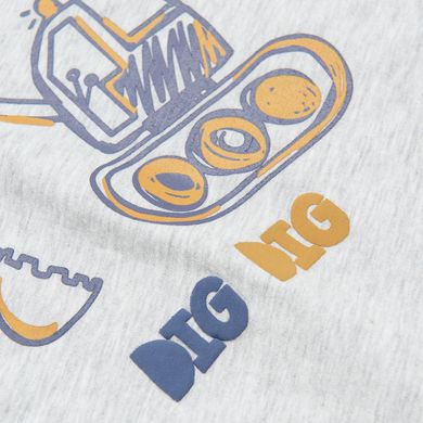 Cool Club, T-shirt chłopięcy, szary melanż, koparka, Dig dig
