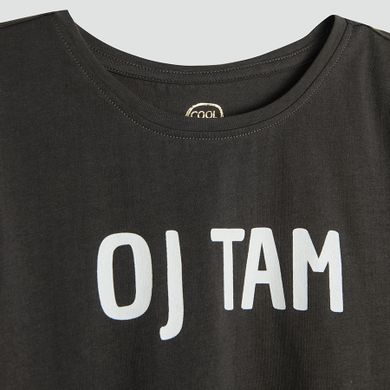 Cool Club, T-shirt dziewczęcy, ciemnoszary, Oj tam