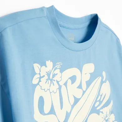 Cool Club, T-shirt dziewczęcy, crop top, niebieski