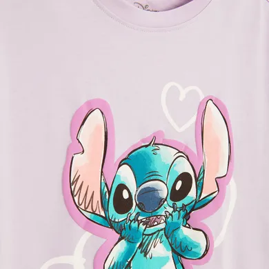 Cool Club, T-shirt dziewczęcy, oversize, fioletowy, Lilo i Stitch