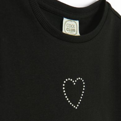 Cool Club, T-shirt dziewczęcy, prążkowany, czarny