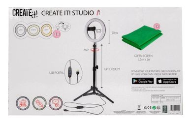 Create It! zestaw studio video, lampa, statyw, tło