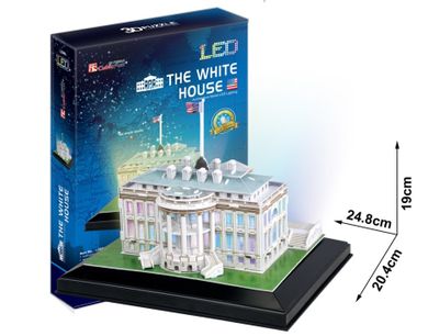 Cubic Fun, Biały Dom, puzzle 3D Led, 56 elementy
