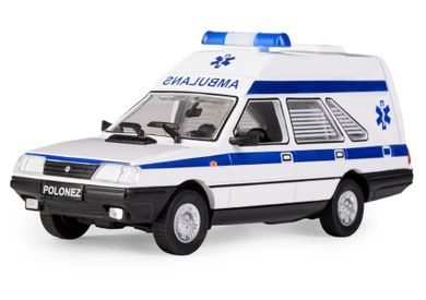 Daffi, Kolekcja Polskiej Motoryzacji, FSO Polonez Cargo Ambulans, pojazd, model metalowy, 1:43