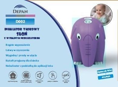 Depan, inhalator tłokowy, słoń, niebieski