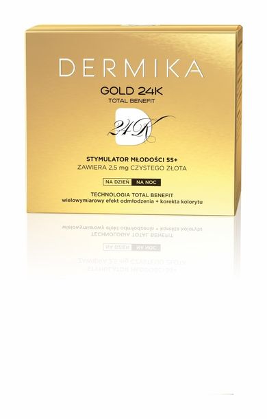 Dermika, Gold 24k Total Benefit, 55+ krem-stymulator młodości na dzień i noc, 50 ml