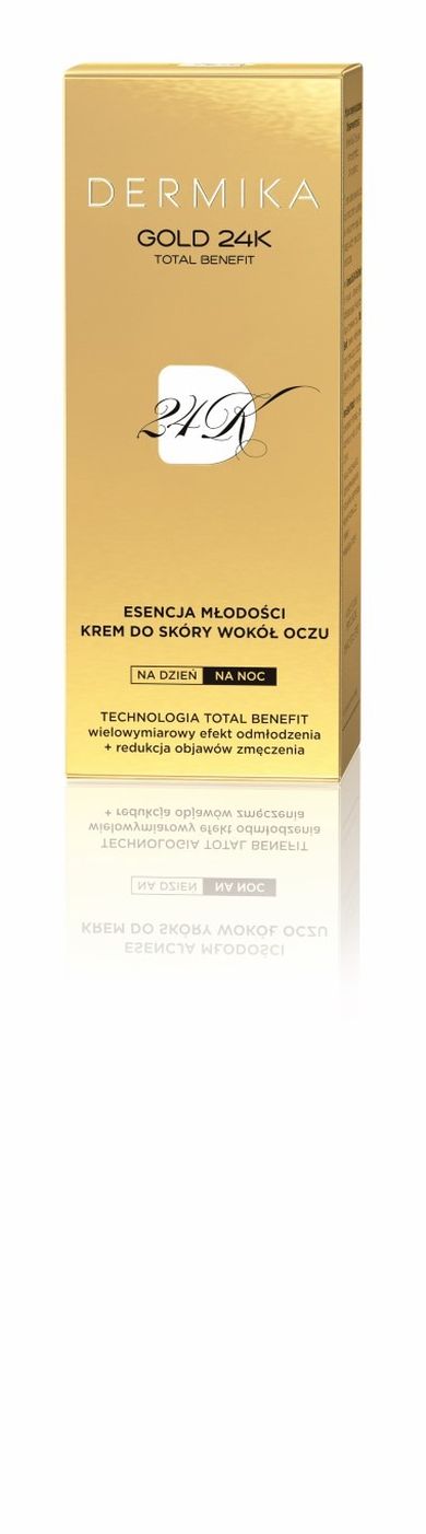 Dermika, Gold 24k Total Benefit, krem-esencja młodości pod oczy, 15 ml