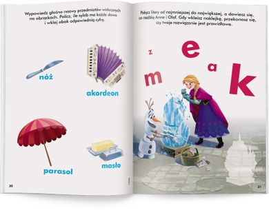 Disney uczy. Kraina Lodu. Ćwiczenia z naklejkami Litery