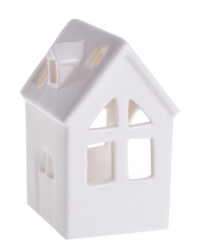 Domek porcelanowy na tealighta, biały, 10 cm