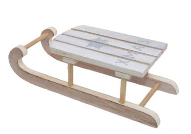 Drewniane sanki ze srebrną gwiazdką, 20-7.5-6 cm