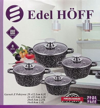 Edelhoff, zestaw 4 garnków marmurowych, 1,1l, 2,2l, 4,2l, 6.3l