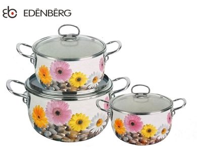 Edenberg, garnki emaliowane, rose, 8 elementów