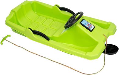 Enero, sanki plastikowe z hamulcem i kierownicą, Adaś, 84-43-25 cm, zielone