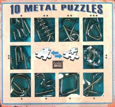 Eureka 3D, zestaw niebieski, łamigłówki metalowe, 10 szt.