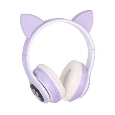 Extralink, Kids, Cat-Ear, słuchawki nauszne bezprzewodowe, bluetooth 5.0, oświetlenie RGB, fioletowe